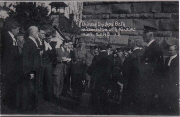 Chicken oath sworn after the Nanaimo riots, 1913