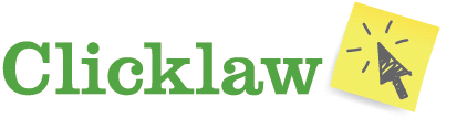 Clicklaw logo in green font 